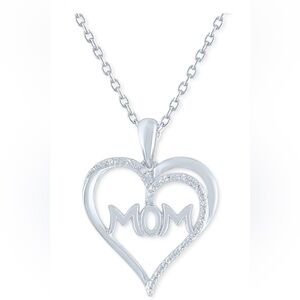 NWOT Diamond Accent Mom Heart Necklace in Sterling Silver